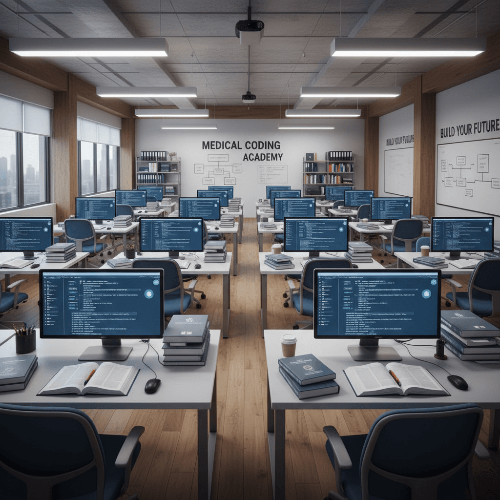 Transcode Solutions training center workspace with organized coding stations